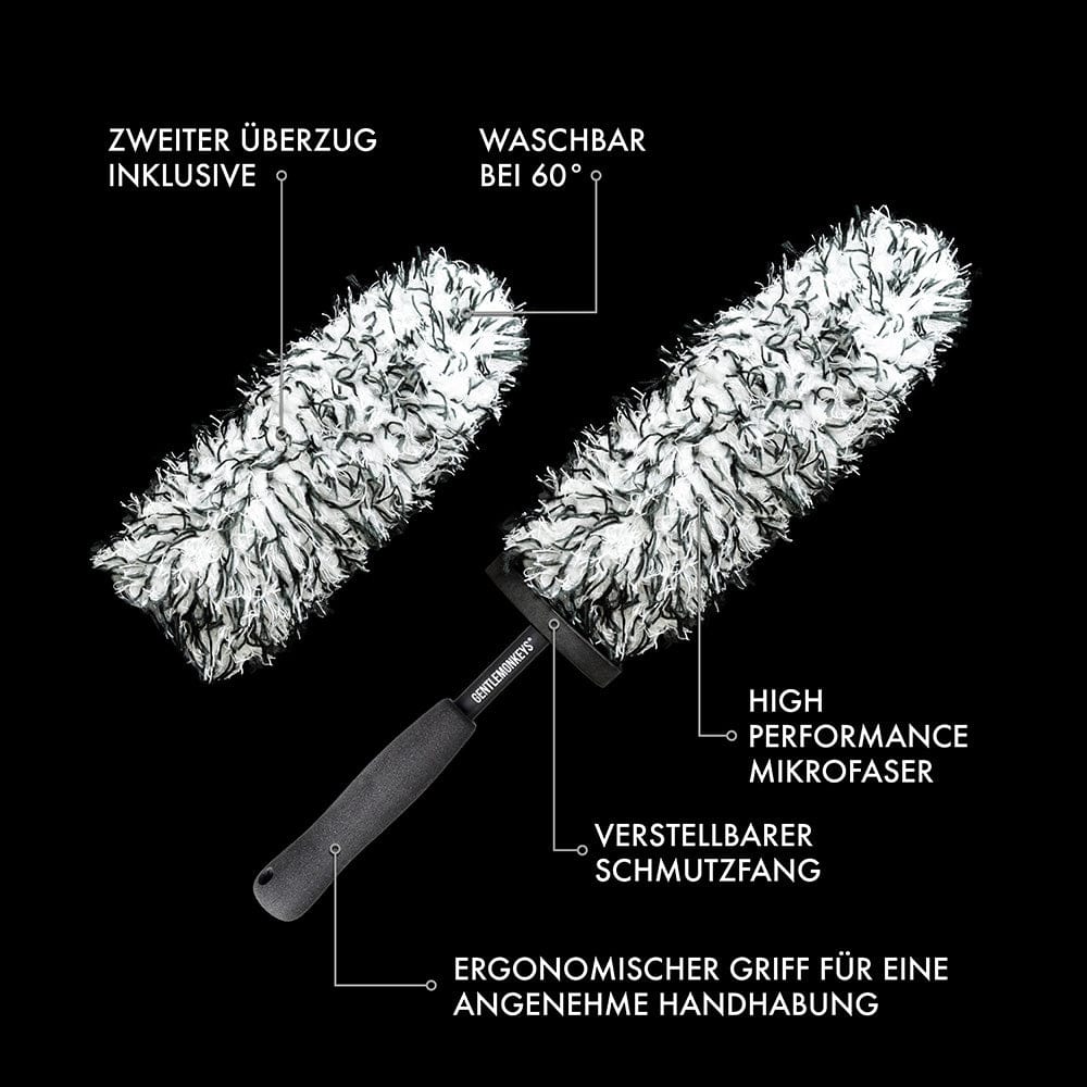 Felgenbürste mit extra weichen Borsten für lackschonende Pflege