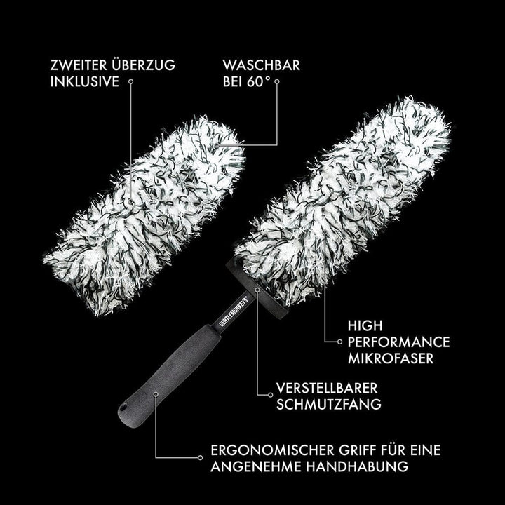 Felgenbürste mit extra weichen Borsten für lackschonende Pflege