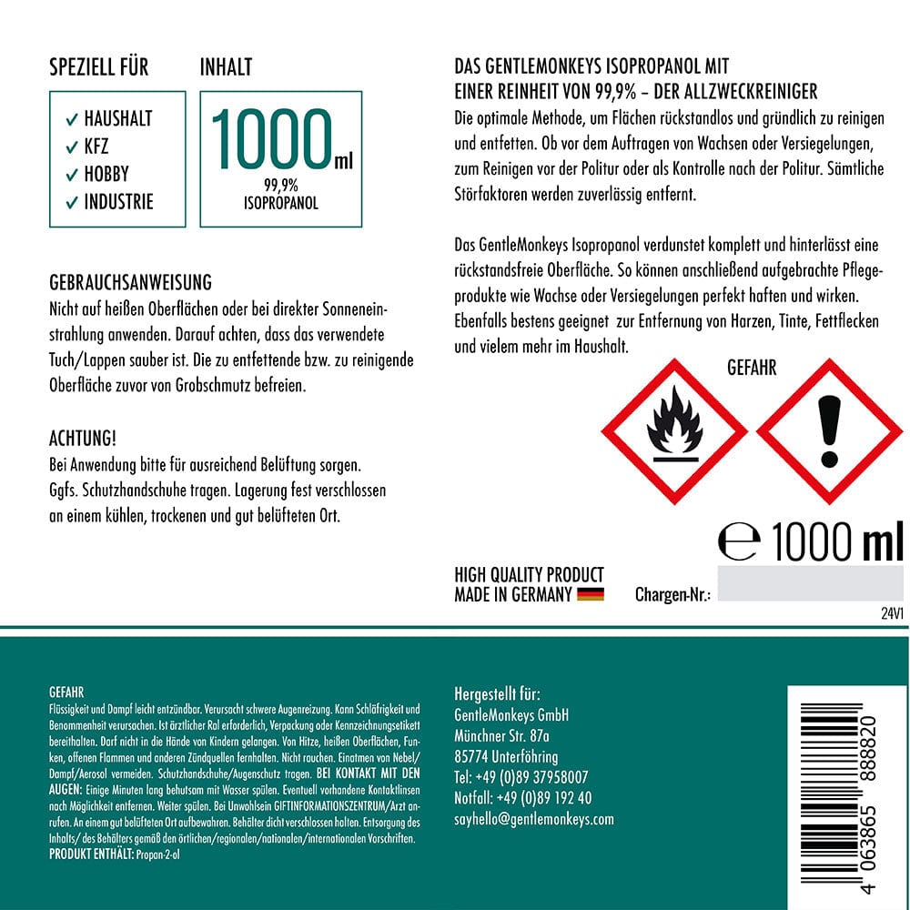 Isopropanol 99,9 % – Großgebinde für Labor, Reinigung & Elektronikpflege