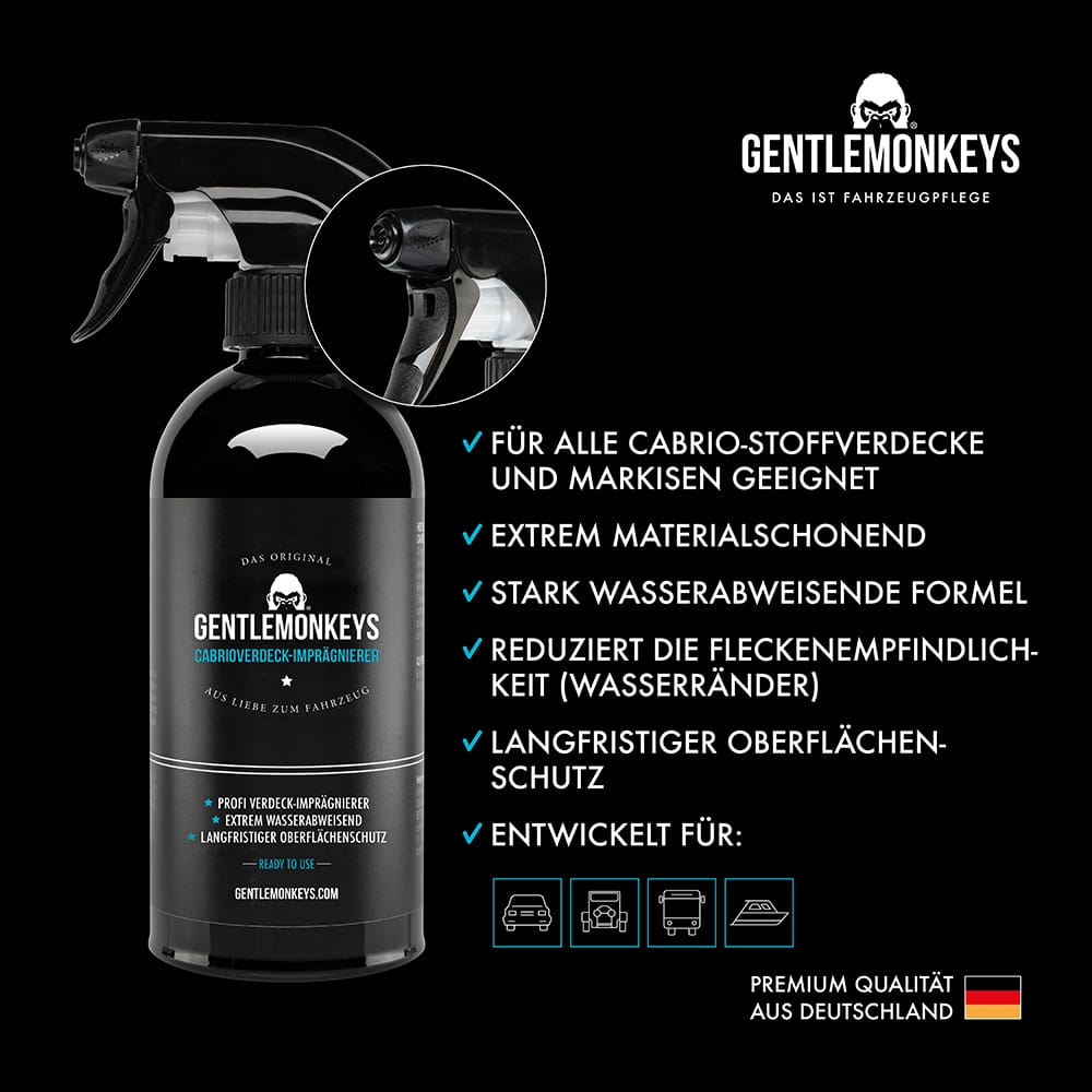 CABRIO REINIGER- & PFLEGESET: Verdeckreiniger 500ml + Verdeckimprägnierer 500ml
