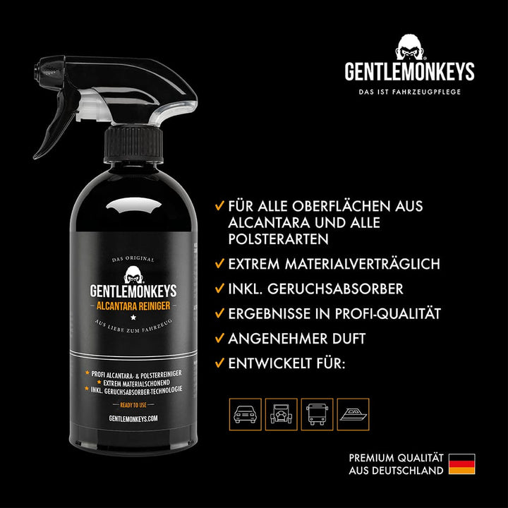 Alcantara- und Polsterreiniger 500ml inkl. Applikator für den Fahrzeuginnenraum von GentleMonkeys