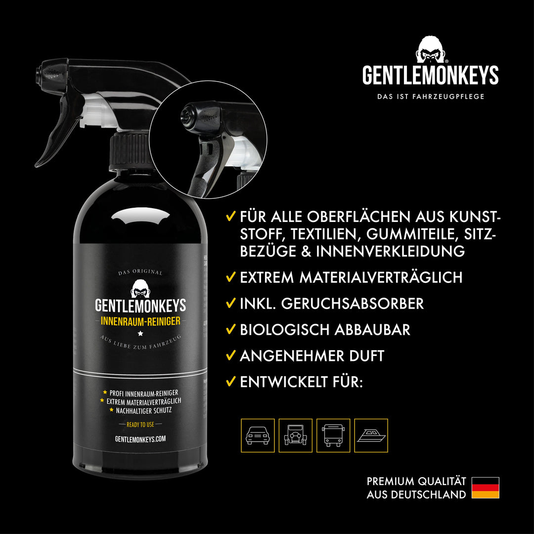 Innenraumreiniger Auto – Schonend für Kunststoff, Textil & Cockpit – GentleMonkeys