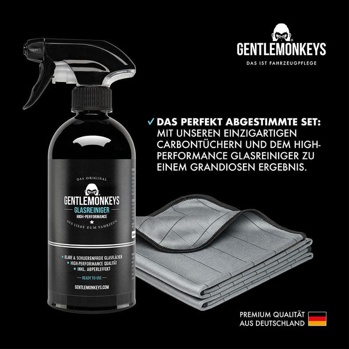 High-Performance Glasreiniger 500ml + Carbontücher im 2er Set