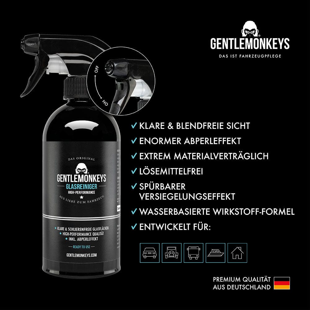 High-Performance Glasreiniger 500ml + Carbontücher im 2er Set